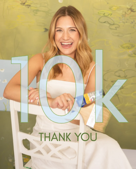 Charlie Jo Tanner celebrating 10,000 Instagram followers for Charlie Jo Designs.